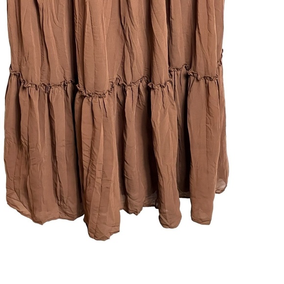 People Like Frank Maxi Dress Women's Medium Brown Strappy Lined Tiered FLAW - Picture 4 of 10